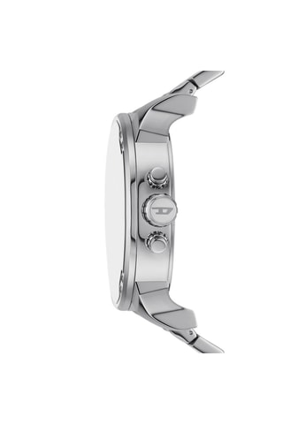 Montre à quartz en acier - Chronographe et fonctions GMT - Argenté et beige