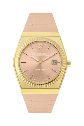Montre à quartz en silicone - Rose et doré
