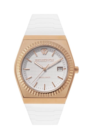 Montre à quartz en silicone - Blanc et doré