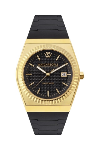 Montre à quartz en silicone - Noir et doré