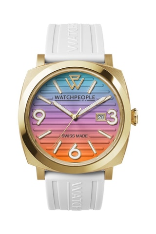 Montre à quartz en silicone - Blanc et doré
