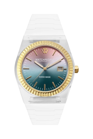 Montre à quartz en silicone WP1 - Blanc et doré