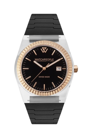 Montre à quartz en silicone - Noir et transparent
