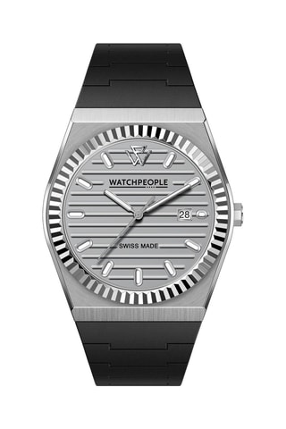 Montre à quartz en silicone - Noir et argenté