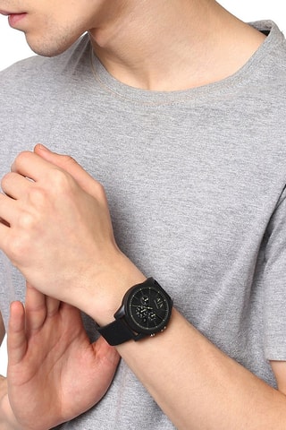 Montre à quartz en silicone - Noir - Chronographe