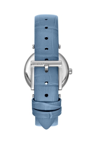 Montre à quartz en cuir - Bleu  et argenté