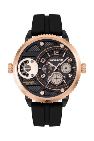 Montre à quartz en silicone - Noir et doré rose