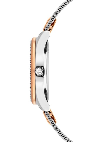 Montre à quartz en acier - Argenté et or rose