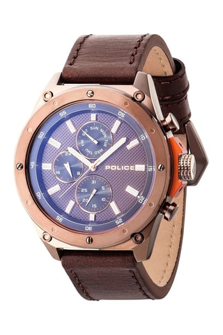 Montre à quartz en cuir - Marron et doré rose