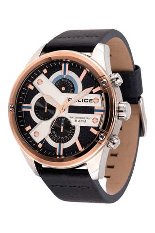 Montre à quartz en cuir - Noir et doré rose