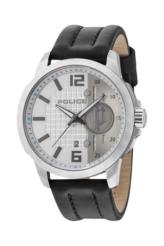 Montre à quartz en cuir - Noir et argenté