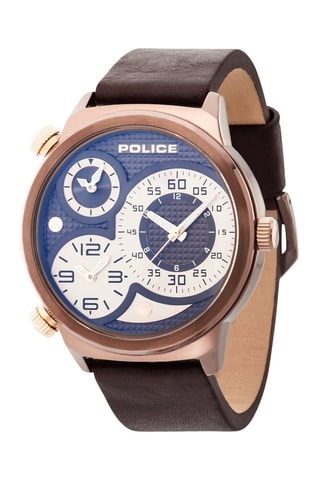 Montre à quartz en cuir - GMT - Marron et doré rose