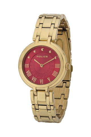 Montre à quartz en acier - Doré et rouge
