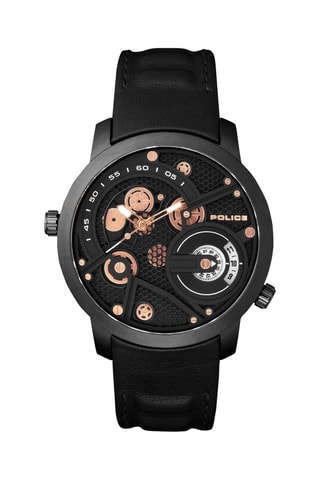 Montre à quartz en cuir - Noir