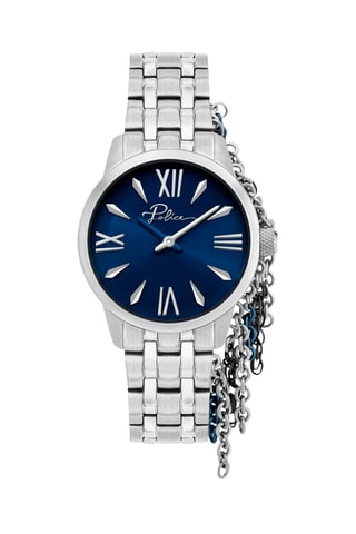 Montre à quartz en acier en acier - Argenté et bleu