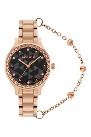 Montre à quartz en acier - Doré rose et noir