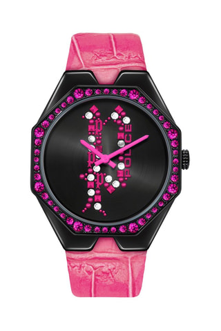 Montre à quartz en cuir Moana - Rose et noir