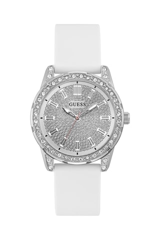 Montre à quartz en silicone - Blanc et argenté