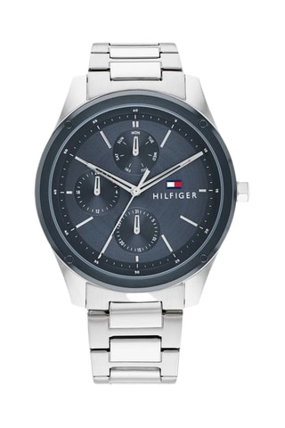 Montre à quartz en métal - Chronographe - Argenté et bleu - MASQUE EDITO