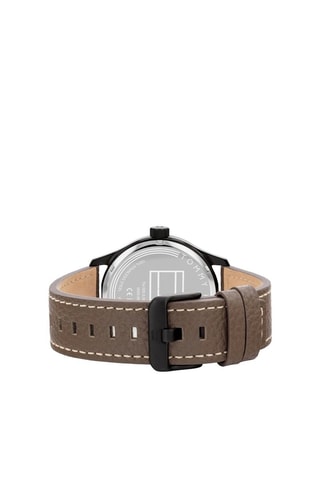 Montre à quartz en cuir et plaqué ion gris