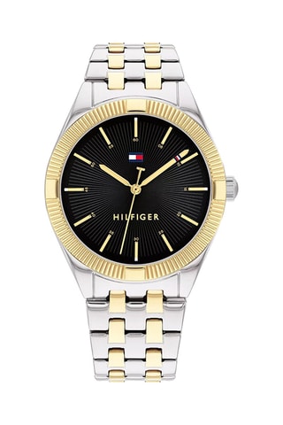 Montre à quartz en acier et plaqué ion gris