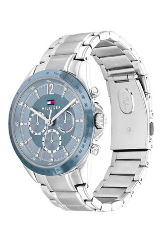 Montre à quartz en acier - Tachymètre et chronographe - Argenté