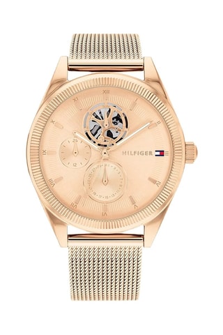 Montre à quartz en métal et plaqué or rose