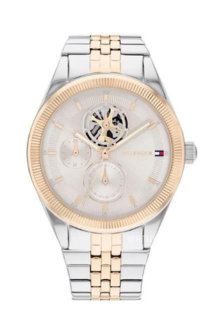 Montre à quartz en acier et plaqué or rose