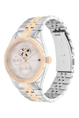 Montre à quartz en acier et plaqué or rose
