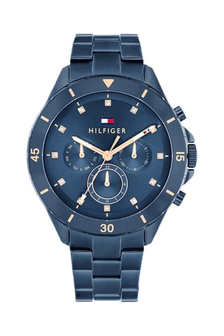 Montre à quartz en métal - Chronographe - Bleu