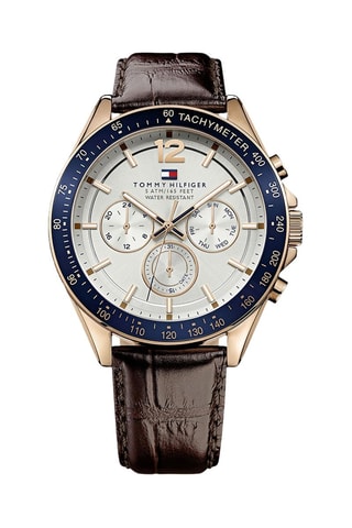Montre à quartz en cuir - Tachymètre et chronographe - Marron