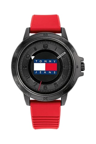 Montre à quartz en PVC - Rouge et noir