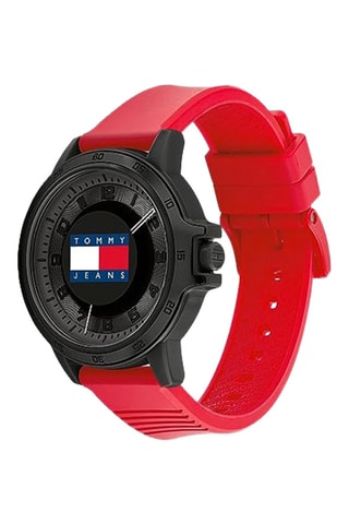 Montre à quartz en PVC - Rouge et noir