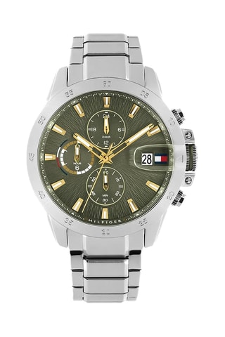 Montre à quartz en acier - Chronographe - Argenté