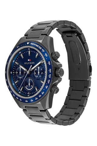 Montre à quartz en acier - Tachymètre et chronographe - Noir