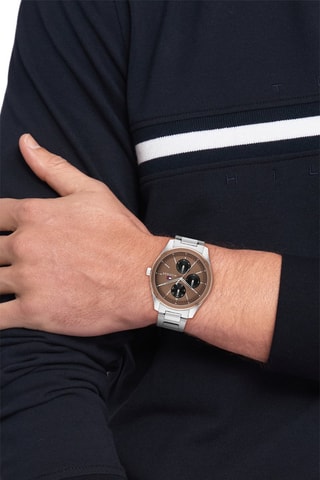 Montre à quartz en acier - Argenté et marron