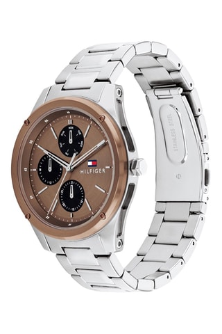 Montre à quartz en acier - Argenté et marron