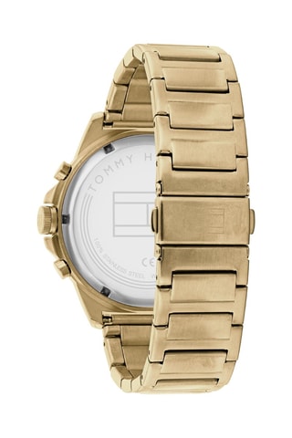 Montre à quartz en acier et plaqué or jaune