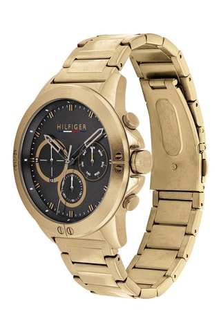 Montre à quartz en acier et plaqué or jaune