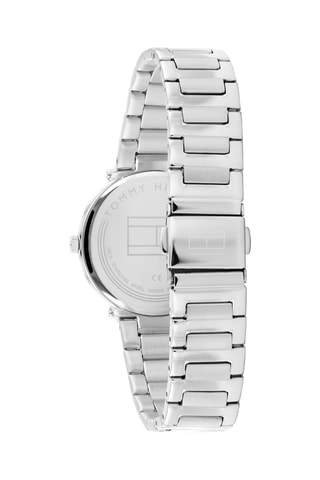 Montre à quartz en acier Zoey - Argenté et bleu marine