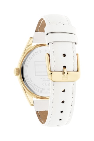 Montre à quartz en cuir - Blanc et doré