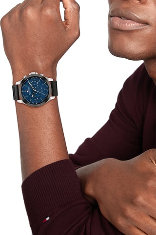 Montre à quartz en cuir Lance - Noir