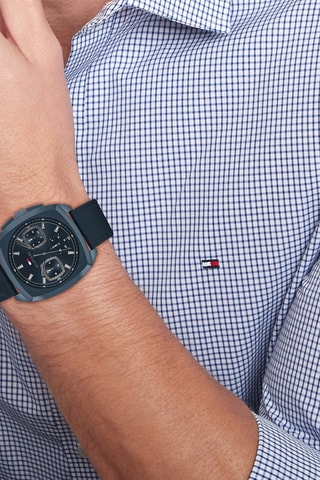Montre à quartz en cuir - Bleu marine