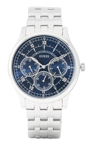 Montre à quartz en acier - Chronographe - Argenté et bleu