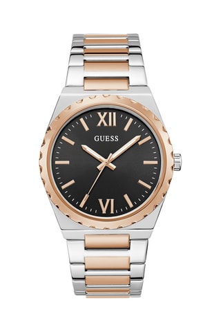 Montre à quartz en acier et plaqué or rose