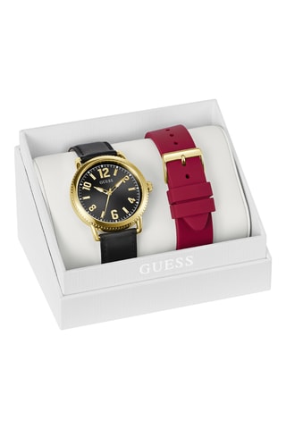 Coffret montre à quartz et bracelets en cuir et silicone