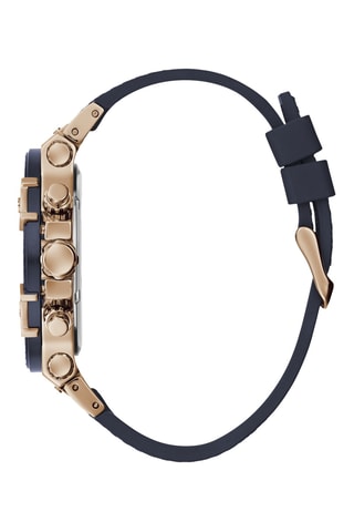 Montre à quartz en cuir et silicone - Chronographe - Noir