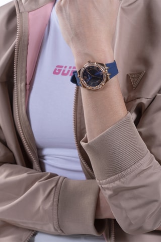 Montre à quartz en silicone - Bleu et doré