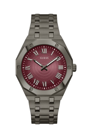 Montre à quartz en acier - Gris et bordeaux