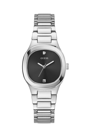 Montre à quartz en acier et diamant